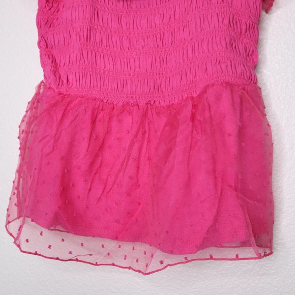 Marc New York Andrew Marc women's top small Smocked Mesh Flutter Sleeve pink nwt - Picture 6 of 8